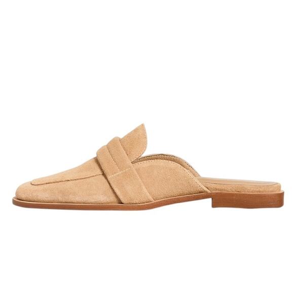 Kaanas Tan Cogno Suede Square Toe Slip On Mules - Picture 3 of 11